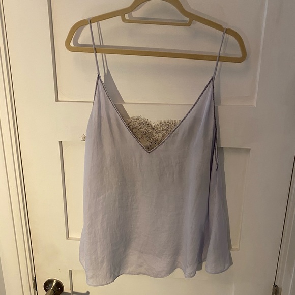 Free People lavender silk and lace tank Sz M - Picture 3 of 4